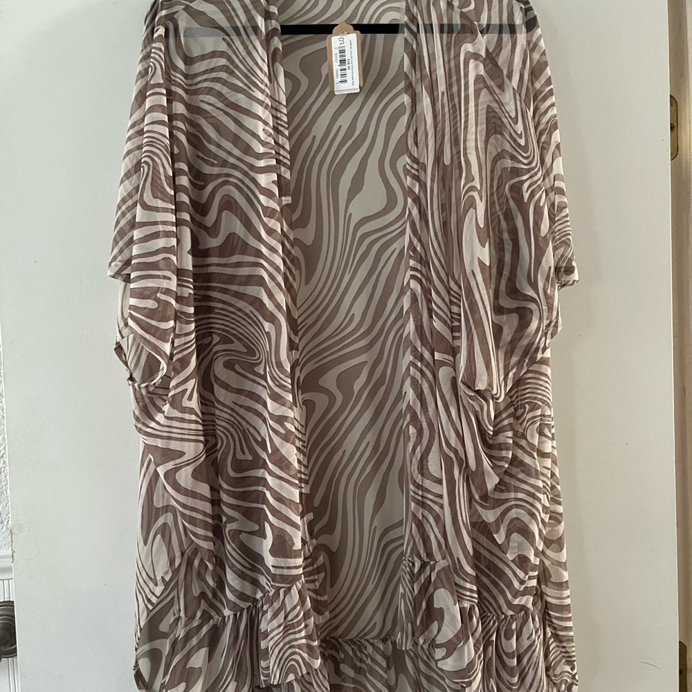 Brown and Cream Zebra Print Kimono